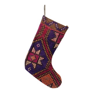 Vintage Turkish Kilim Rug Christmas Stocking For Sale