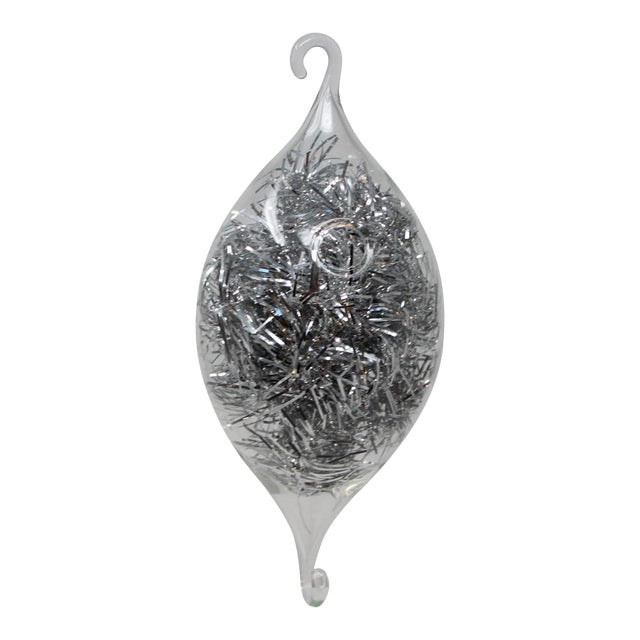 Silver Murano Glass Christmas Ornament For Sale