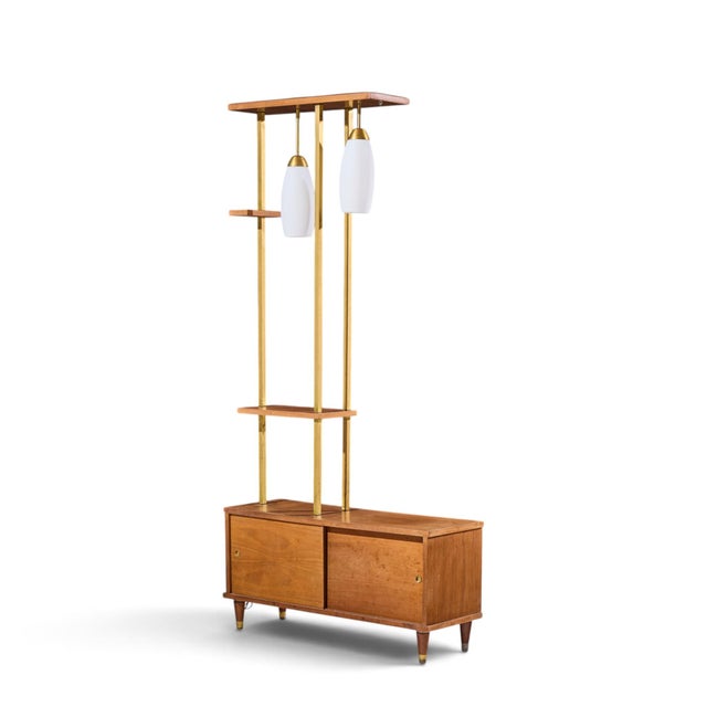Mid Century Walnut and Brass Wall Unit Room Divider For Sale - Image 9 of 10