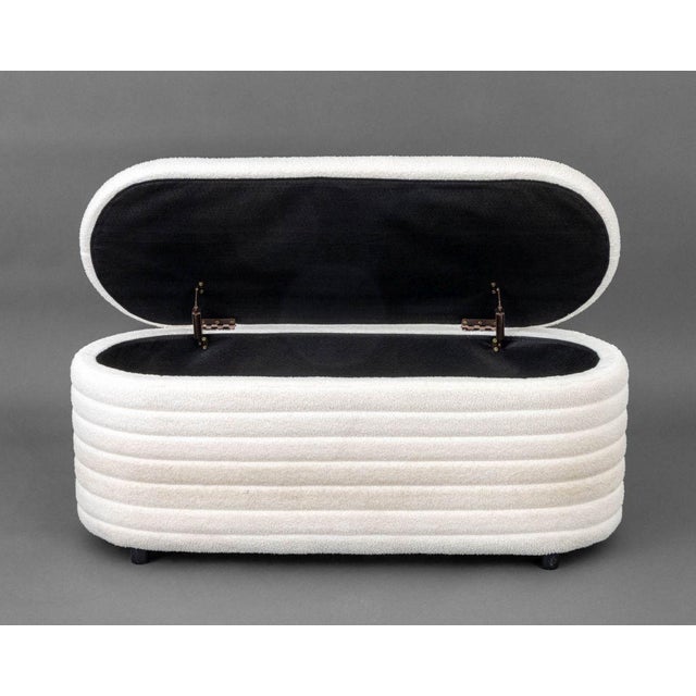 Contemporary Boucle Upholstered Storage Bench For Sale - Image 4 of 9