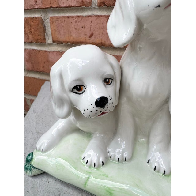 Majolica Vintage Mid 20th Century Italian Majolica Trio of Pups Figurine For Sale - Image 4 of 11