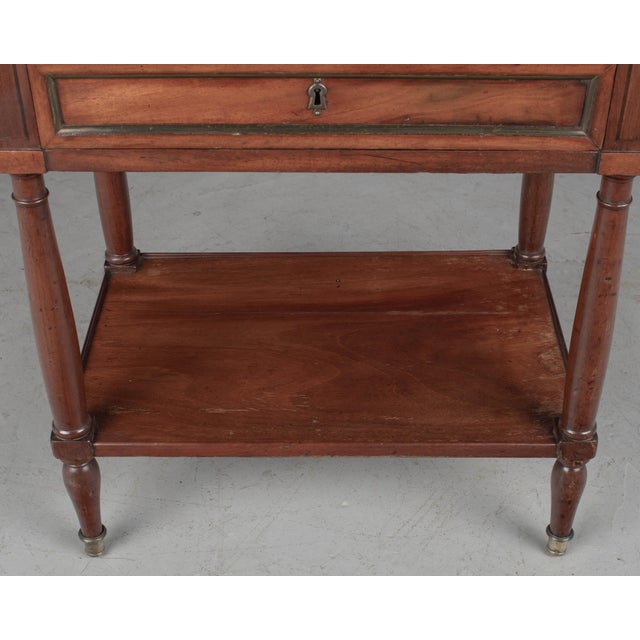 Brown Louis XVI Style Marble Top Nightstand or Side Table For Sale - Image 8 of 9