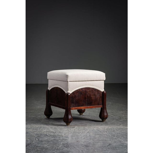 1910s Antique Stool period: 1910s origin: France dimensions (cm): h42 x w40 x d40 cm material: wood, newly upholstered I...