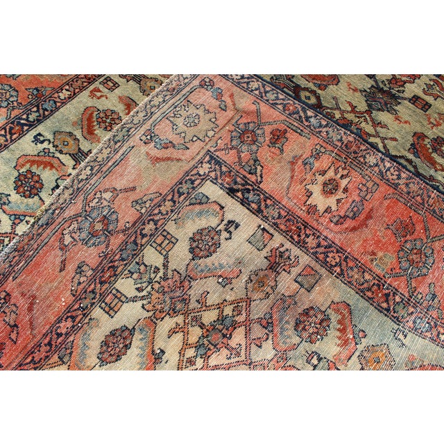 Textile Antique Persian Malayer Rug With All-Over Sub-Geometric Design in Red and Blue For Sale - Image 7 of 7