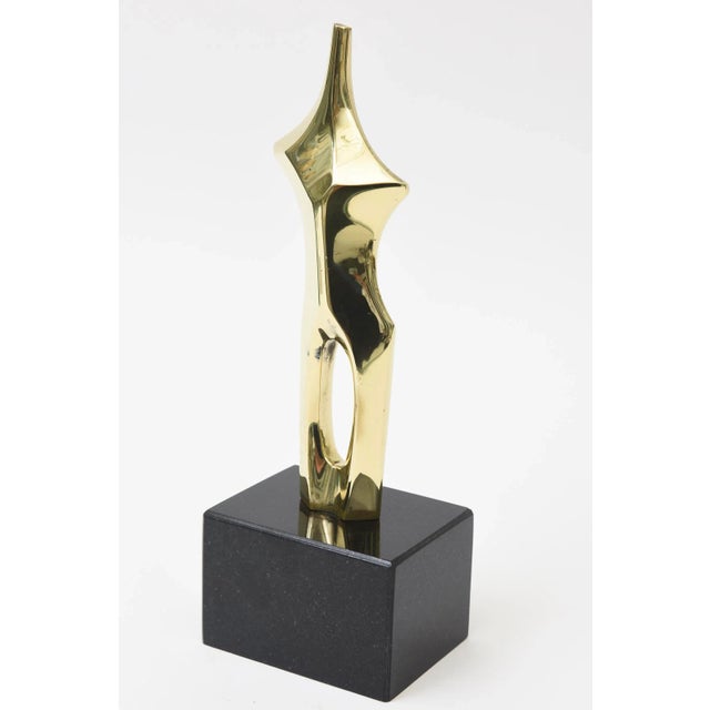 Vintage Signed Bronze Abstract Female Sculpture by Roberval on Black Granite Base For Sale - Image 9 of 11