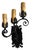 American 1920s Iron and Brass Old Painted Black Triple Candle Sconce in Stair Step Pattern - a Pair For Sale - Image 3 of 6