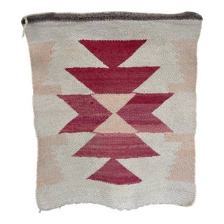 Vintage Handwoven Wool Wall Tapestry With Geometric Navajo-Inspired Motif in Red and Beige For Sale