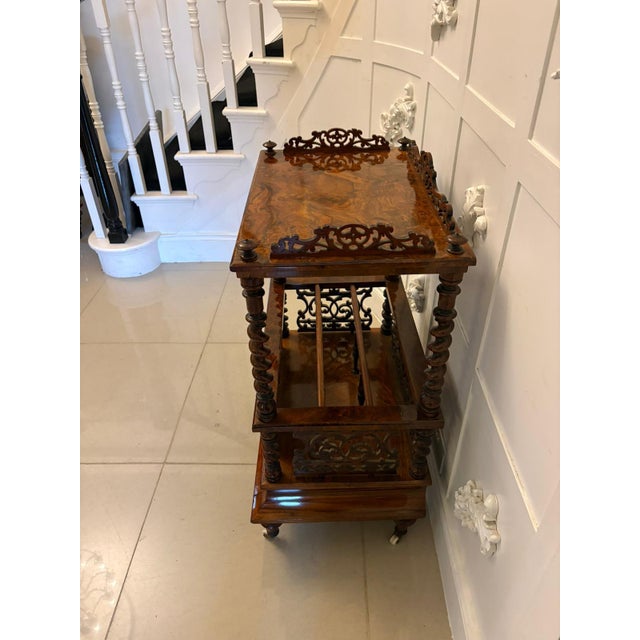 Antique Victorian Burr Walnut Canterbury Magazine Rack, 1860 For Sale - Image 10 of 13