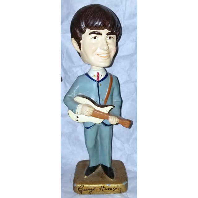 1960s Vintage Beatles Bobble Head Figurines and Bag, Set of 4 For Sale - Image 5 of 12