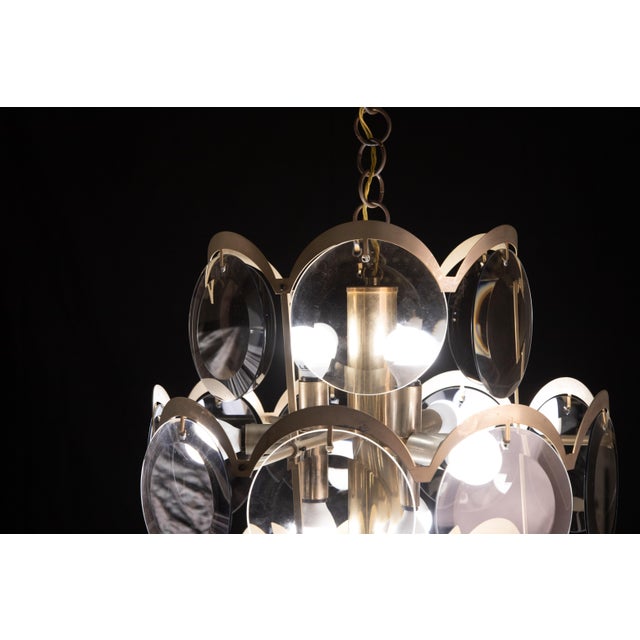 Metal Vistosi Smoked Glass Discs Chandelier, 1960s For Sale - Image 7 of 13