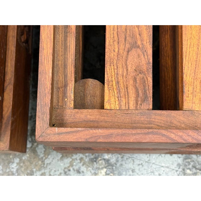 Vintage Carved Wood Slatted Platform Stands, Set of Four For Sale - Image 10 of 12