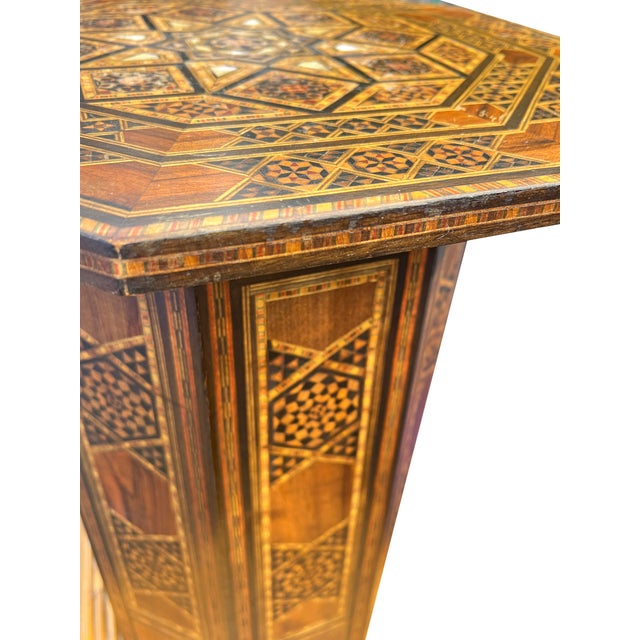 Vintage Moroccan Indian Style Inlay Accent Side or End Table For Sale - Image 9 of 9