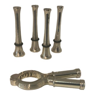 Vintage Silver Plate Bottle/Wine Stoppers -Set of 5 For Sale
