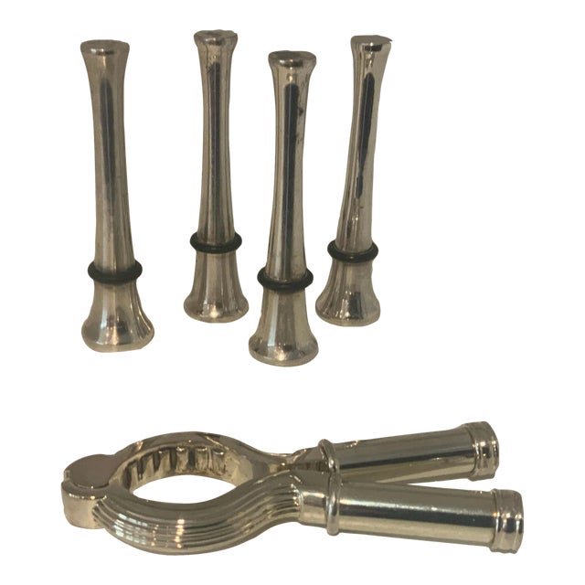 Vintage Silver Plate Bottle/Wine Stoppers -Set of 5 For Sale