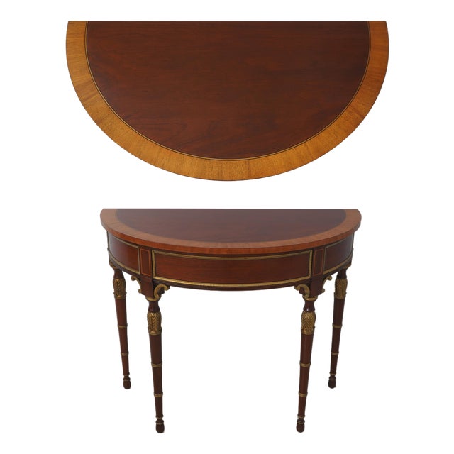 Kindel Louis XVI Style Mahogany Demilune Console Table For Sale