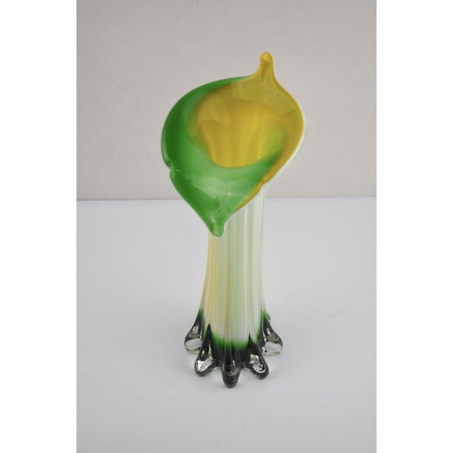 Green and Yellow Murano Glass Vase, 1970s For Sale - Image 9 of 12