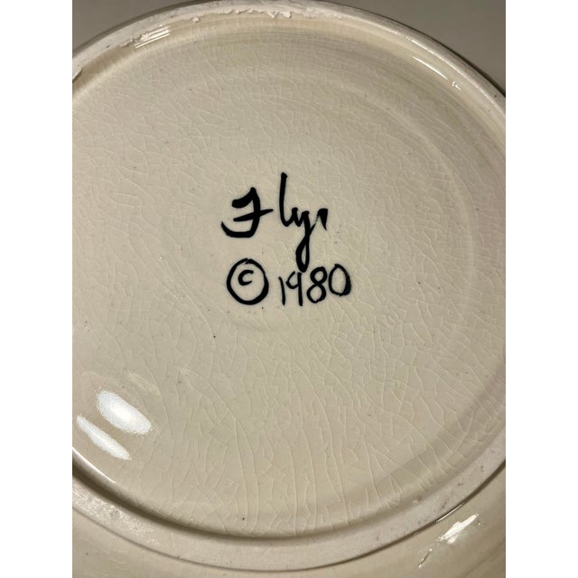 Set of 3 Vintage 1979-80 Flyn Studio Art Pottery Japan Inspired Plates, Signed For Sale - Image 18 of 18