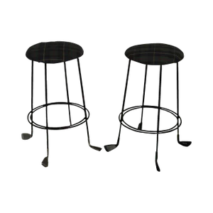 Custom Iron Golf Club Counter Bar Stools - a Pair