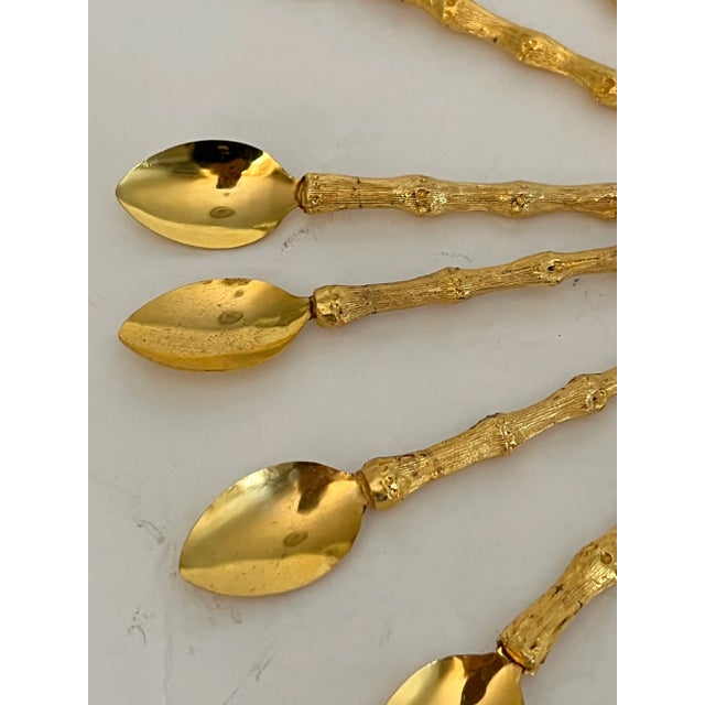 Holloywood Regency set of 18 Gold Faux Bamboo Demitasse Spoons. Textured handles - nice weight. Beautiful addition to any...