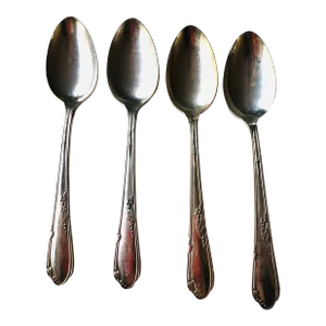 Vintage Wm A. Rogers A1 Plus Oneida Ltd Silver Plated "Heather" Pattern Teaspoons- Set of 4