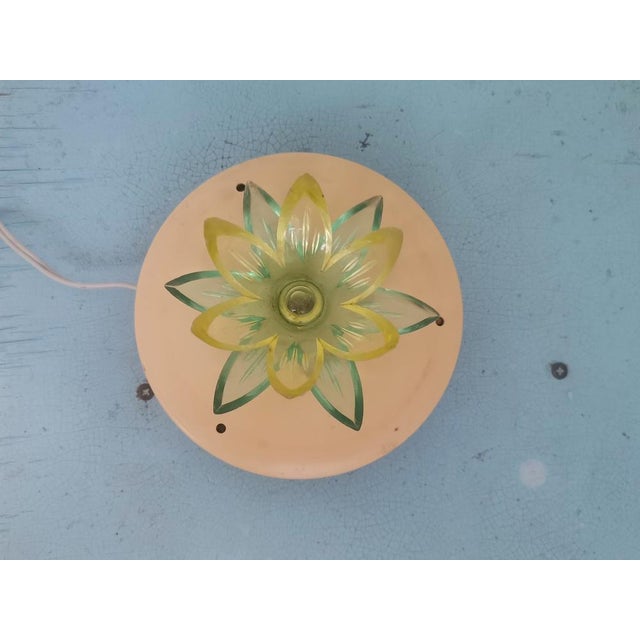 Green Acrylic Water Lily Night Light Lamp, Eastern Europe, 1970s For Sale - Image 6 of 18