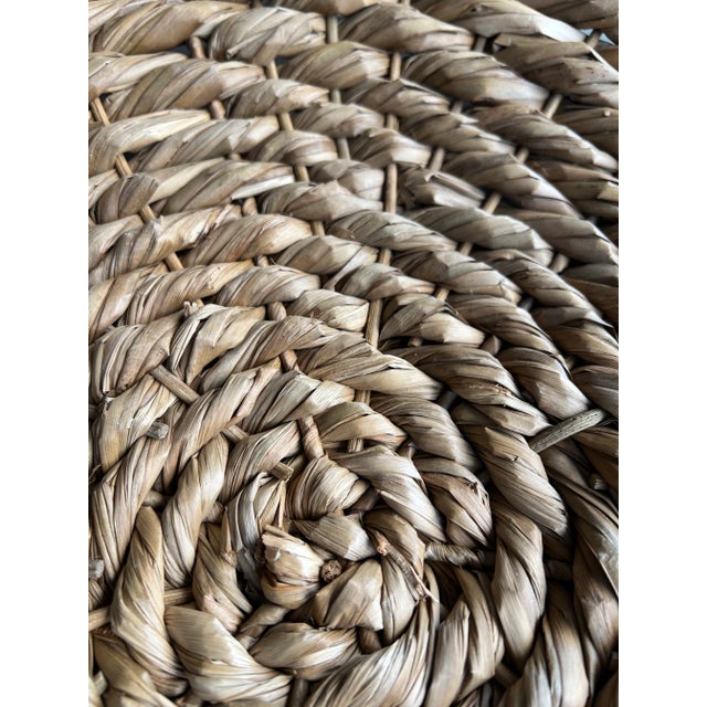 1980s Large Round Wall Hanging Natural Woven Raffia For Sale In West Palm - Image 6 of 6