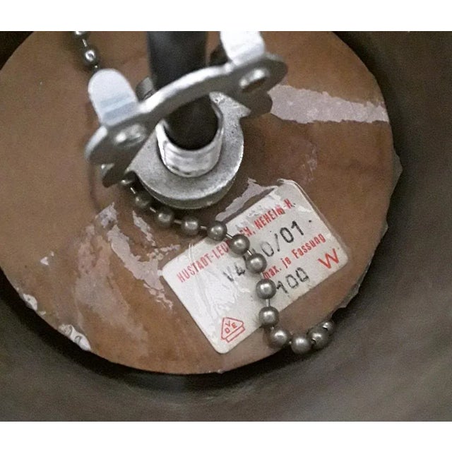 Metal German Ceiling Lamp in Chrome-Plated Metal with Hat-Shaped Relief Glass Shade from Hustadt, 1970s For Sale - Image 7 of 8