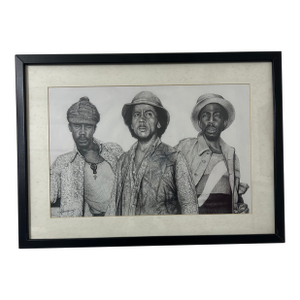 Howard Moo Young – Original Graphite Portrait of Bob Marley, Peter Tosh & Bunny Wailer, Signed, 2010