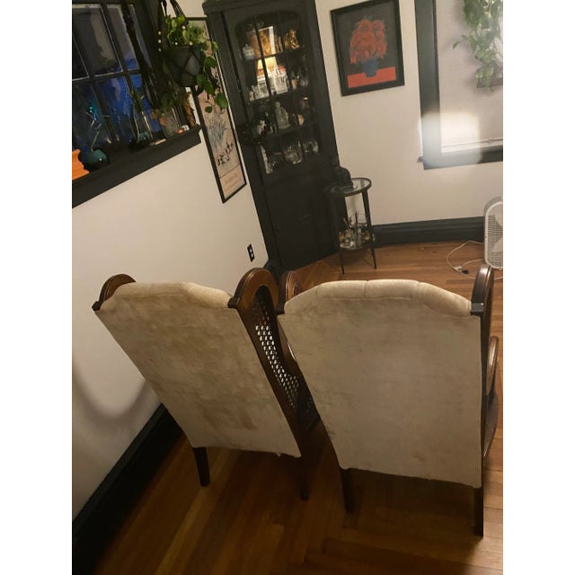 LeWittes 1970’s Caned Wingback Velvet Chairs Pair For Sale - Image 10 of 16