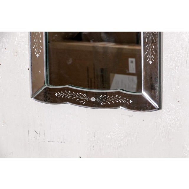 Vintage Venetian Style Etched Glass Rectangular Wall Mirror For Sale - Image 11 of 17