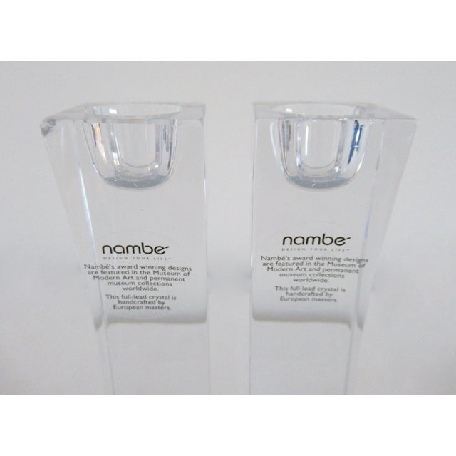 Nambe' "Kissing" Crystal Candle Holders -Pair For Sale - Image 10 of 11