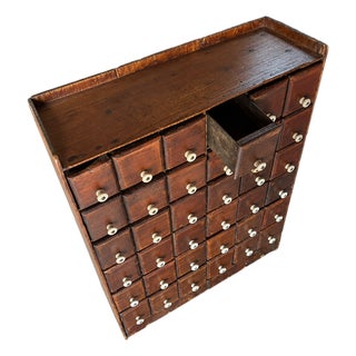 Antique 38-Drawer General Store & Apothecary Cabinet With Original Metal Drawers For Sale