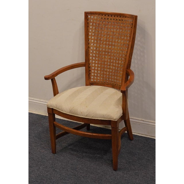 Century Furniture Century Furniture Solid Oak Rustic Country French Cane Back Dining Arm Chair For Sale - Image 4 of 10