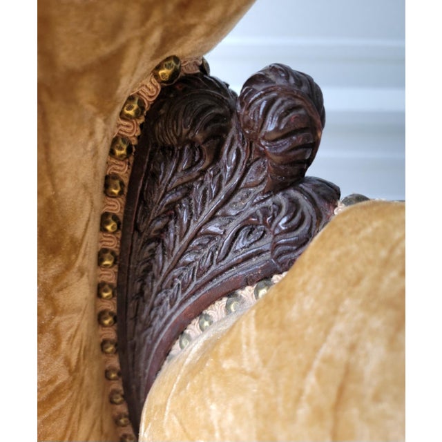 Rustic European Vintage Round Chair Crushed Velvet For Sale - Image 3 of 4