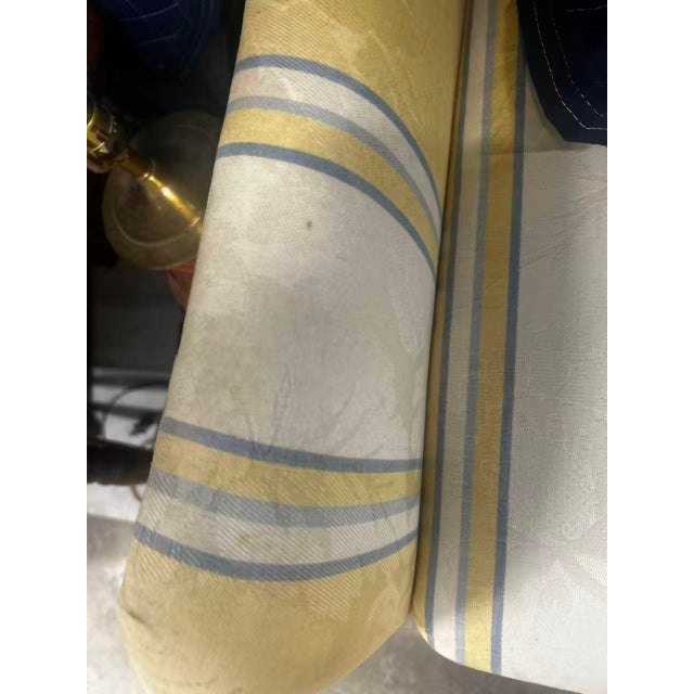 1990s Bright Wingback Chair-Yellow, Beige Blue Striped Upholstery By Omni Interiors For Sale - Image 12 of 13