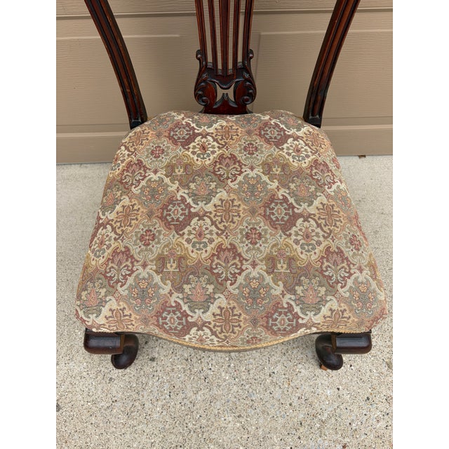 Brown Antique Georgian Mahogany Side Chair With Tapestry Upholstery For Sale - Image 8 of 12