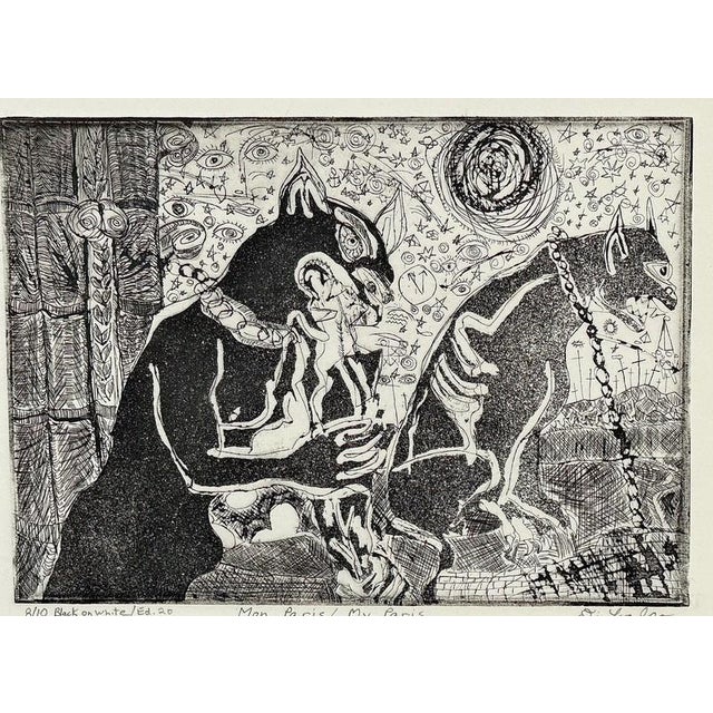 Jerry (Gerald) DiFalco original drypoint etching aquatint "Mon Paris/My Paris, numbered 8/10. Signed lower right. Pristine...