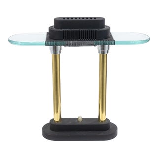 Robert Sonneman for George Kovacs 1980s Post Modern Brass and Glass Desk Lamp For Sale