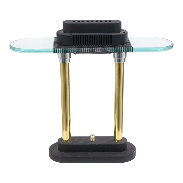 Robert Sonneman for George Kovacs 1980s Post Modern Brass and Glass Desk Lamp For Sale