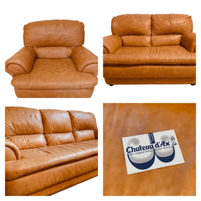 Chateau d'Ax Italian Leather Armchair Y2k For Sale - Image 17 of 18