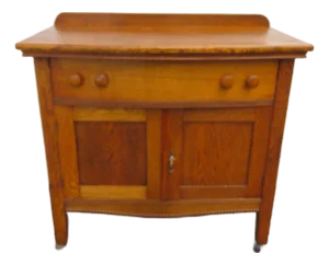 Victorian Early 1900s Oak Washstand Bathroom Vanity Cabinet 6109