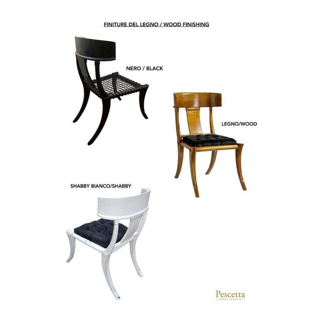 Black Woven and Leather Seat Walnut Klismos Chairs from Pescetta Home Decoration, Set of 6 For Sale - Image 14 of 18