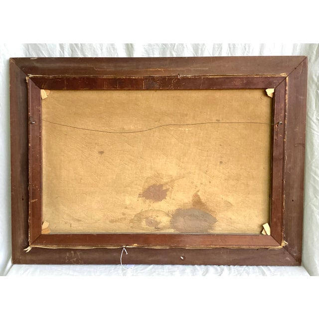 Green Early 20th Century Large Landscape With Cherry Blossoms Painting on Canvas Signed M.P.Chin, Framed For Sale - Image 8 of 9