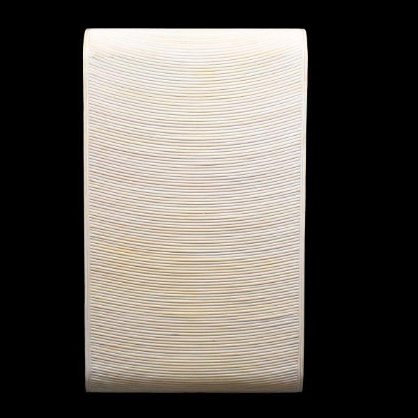 A generous six-foot dresser wrapped in blonde pencil reed, with fine vertical reeds giving the case a tailored, textured...