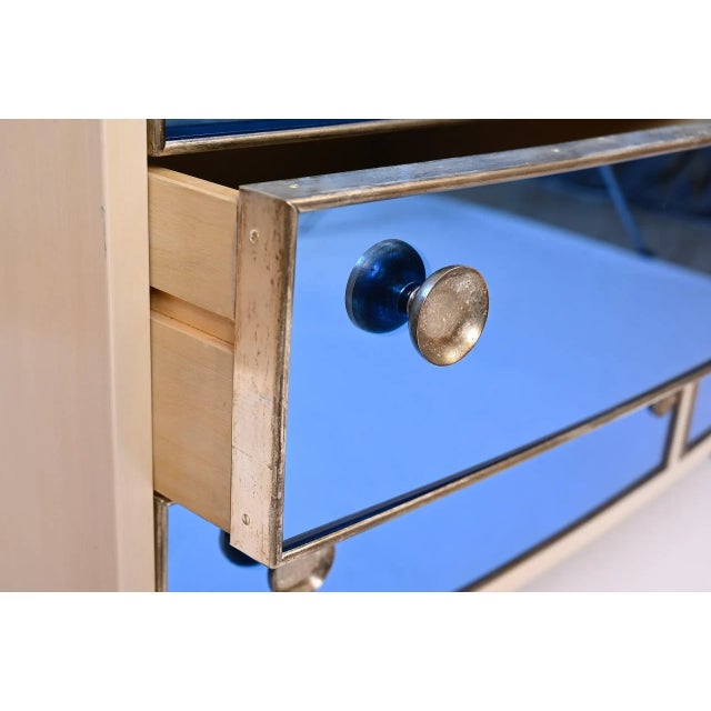 Blue Curved Dresser with Blonde Wood and Blue Crystal Glass by Gio Ponti, 1990 For Sale - Image 8 of 13