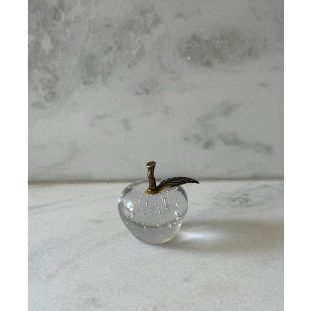 Vintage Apple Shaped Blown Glass Paper Weight For Sale - Image 4 of 7