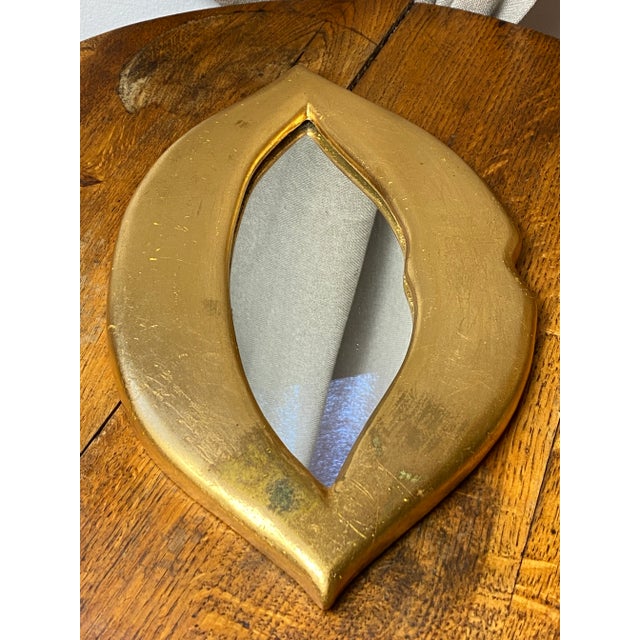 Vintage plaster mirror in the shape of lips, gilded with gold leaf. Structure in good condition, with some signs of age on...