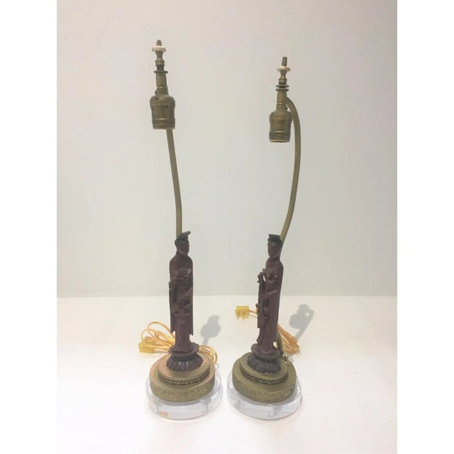 1920s Vanity Table Lamps With Quan Yin Figures - A Pair For Sale - Image 12 of 13