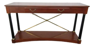 Ethan Allen Medallion Cherry Console Entry Table With Brass X Stretcher 6195