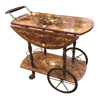 20th Century Italian Marquetry Tea or Wine Trolley For Sale